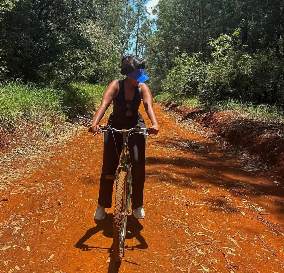 Rider on a hired bike inside Karura Forest